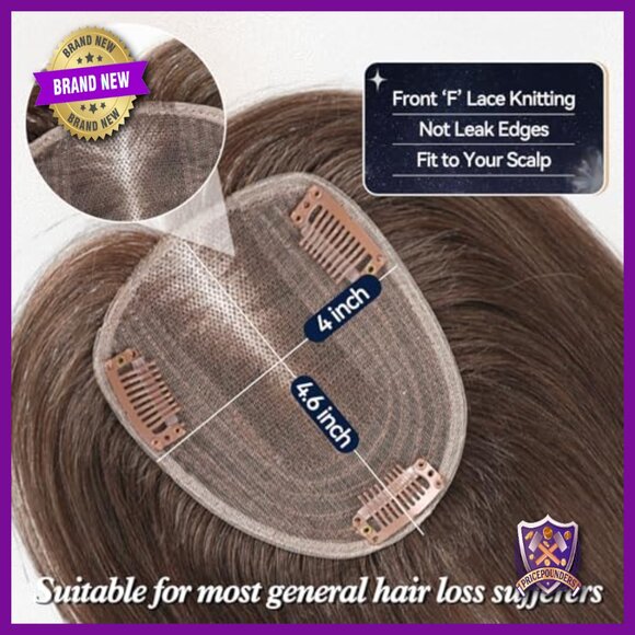 14 Inch Human Hair Topper with Swiss Lace Base for Thinning Hair